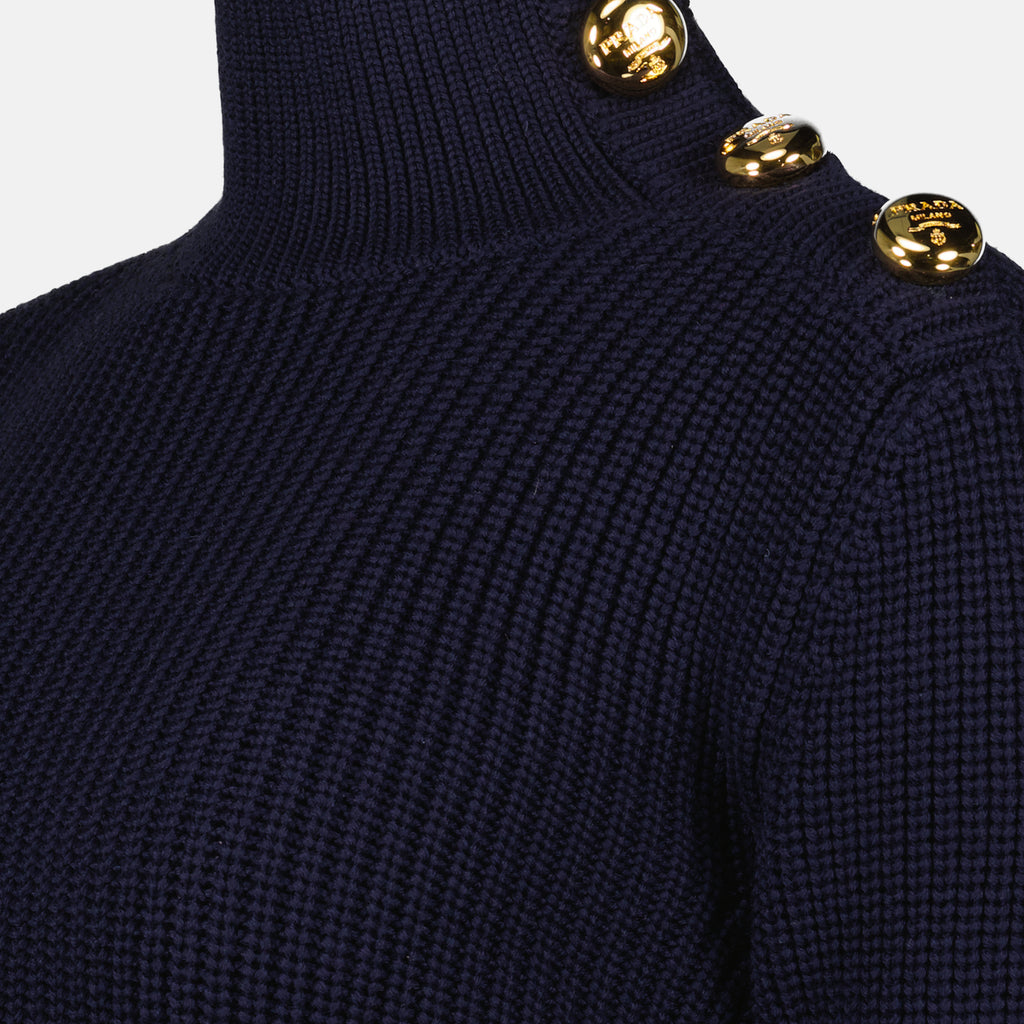 Prendas de punto Pull en laine Prada azul oscuro Femme