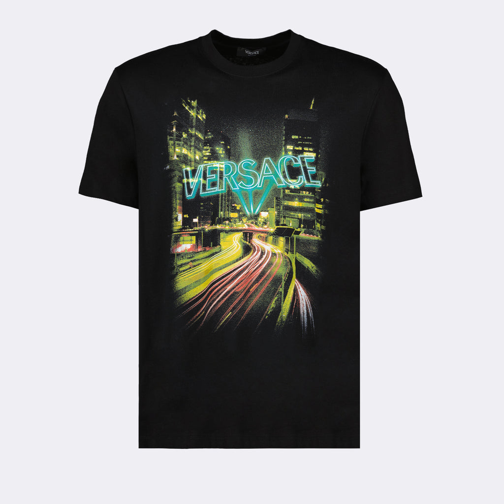 T-shirt T-shirt City Lights Versace Nero Homme