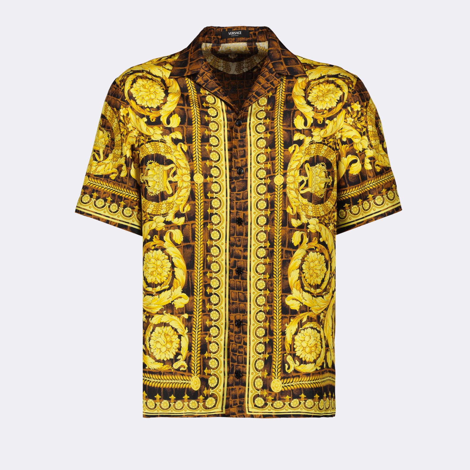 Camisas Chemise Baroccodile en soie Versace Marrón Homme