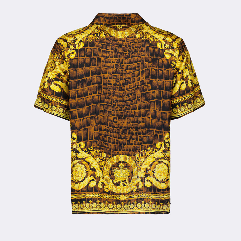 Camisas Chemise Baroccodile en soie Versace Marrom Homme