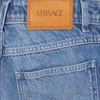 Pantalons Jean droit Versace Bleu Femme