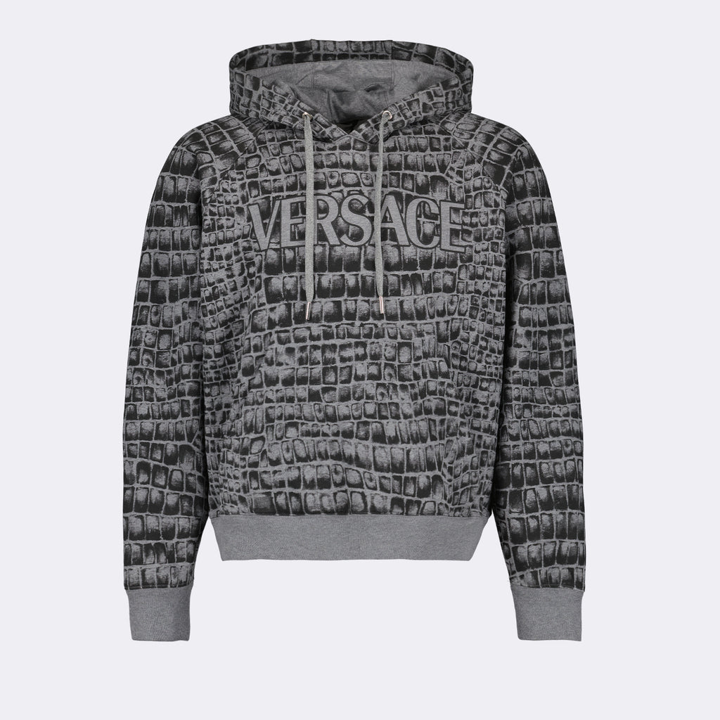 Sweatshirts Sweat à capuche Coccodrilo Versace Gris Homme