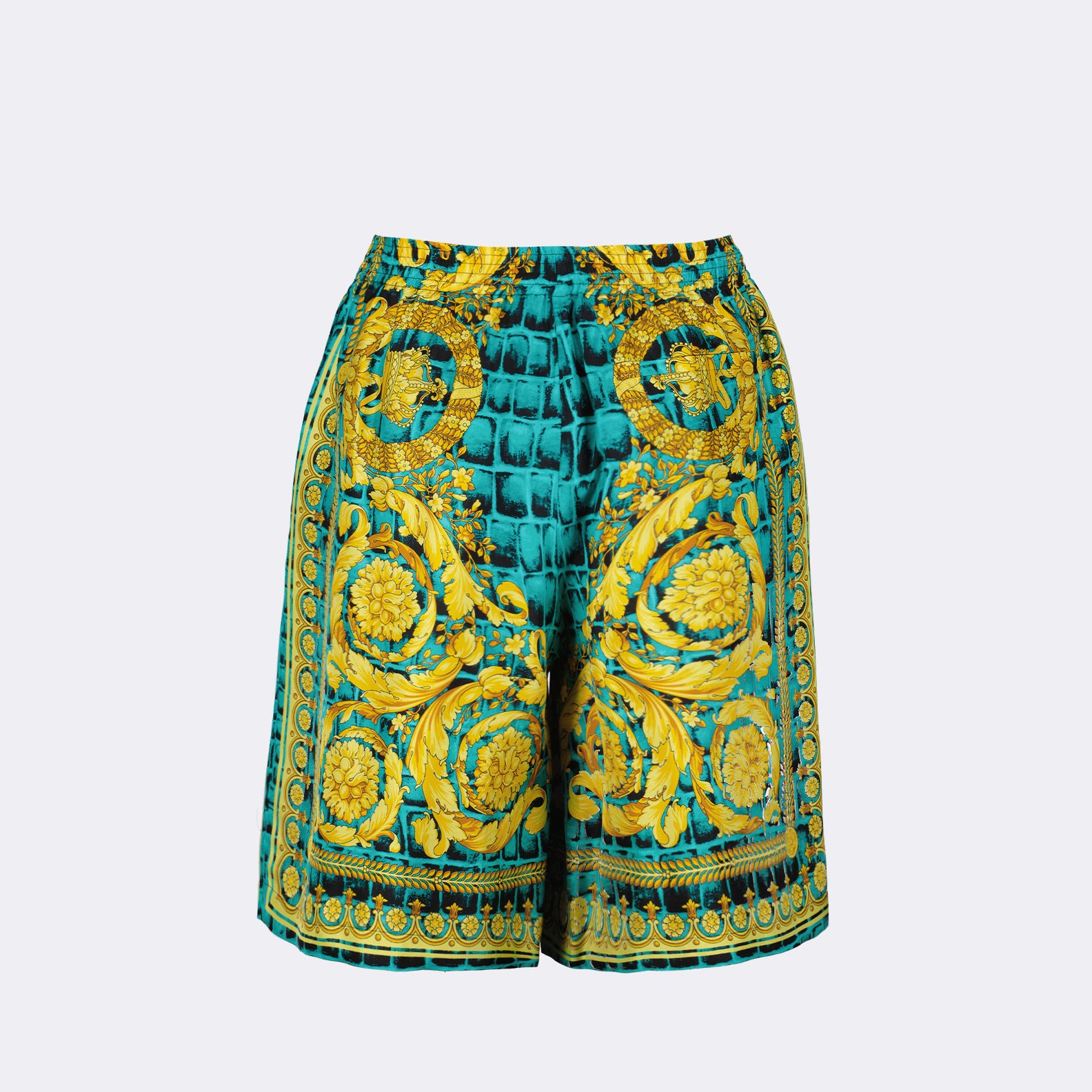 Shorts Short Baroccodile en soie Versace Azul Homme