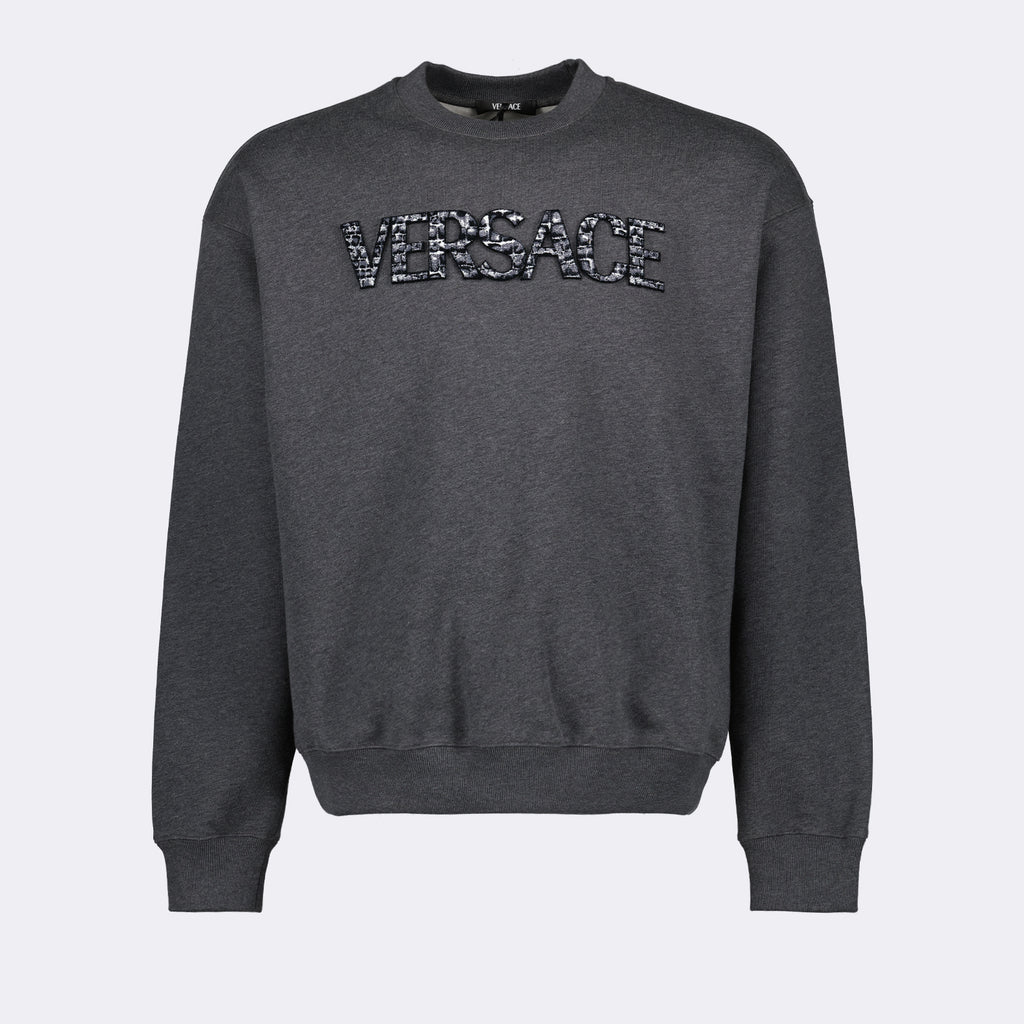 Felpe Felpa con Logo Coccodrilo Versace Grigio Homme