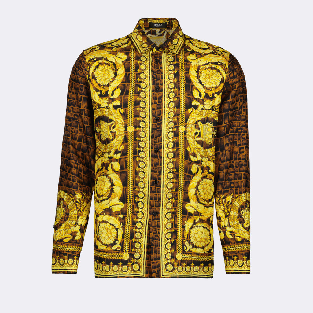 Camisas Chemise Baroccodile en soie Versace Marrom Homme