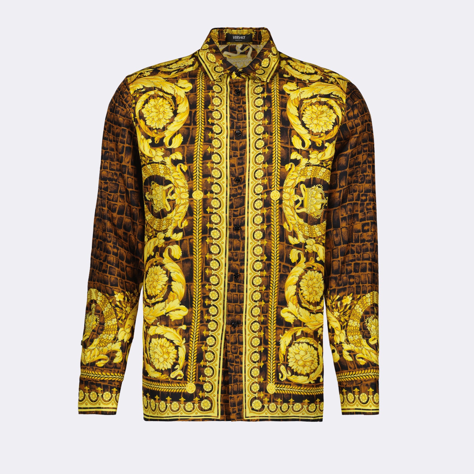 Camisas Chemise Baroccodile en soie Versace Marrón Homme