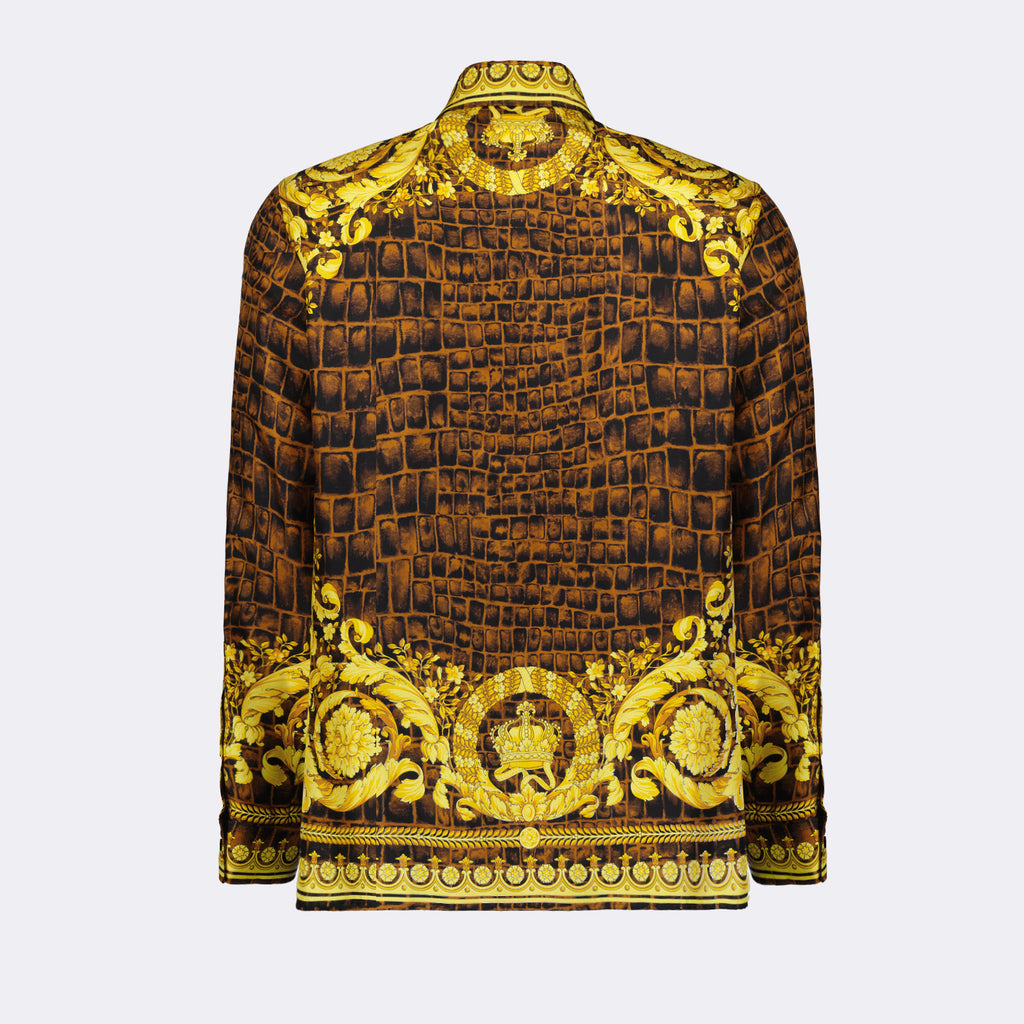 Camisas Chemise Baroccodile en soie Versace Marrom Homme