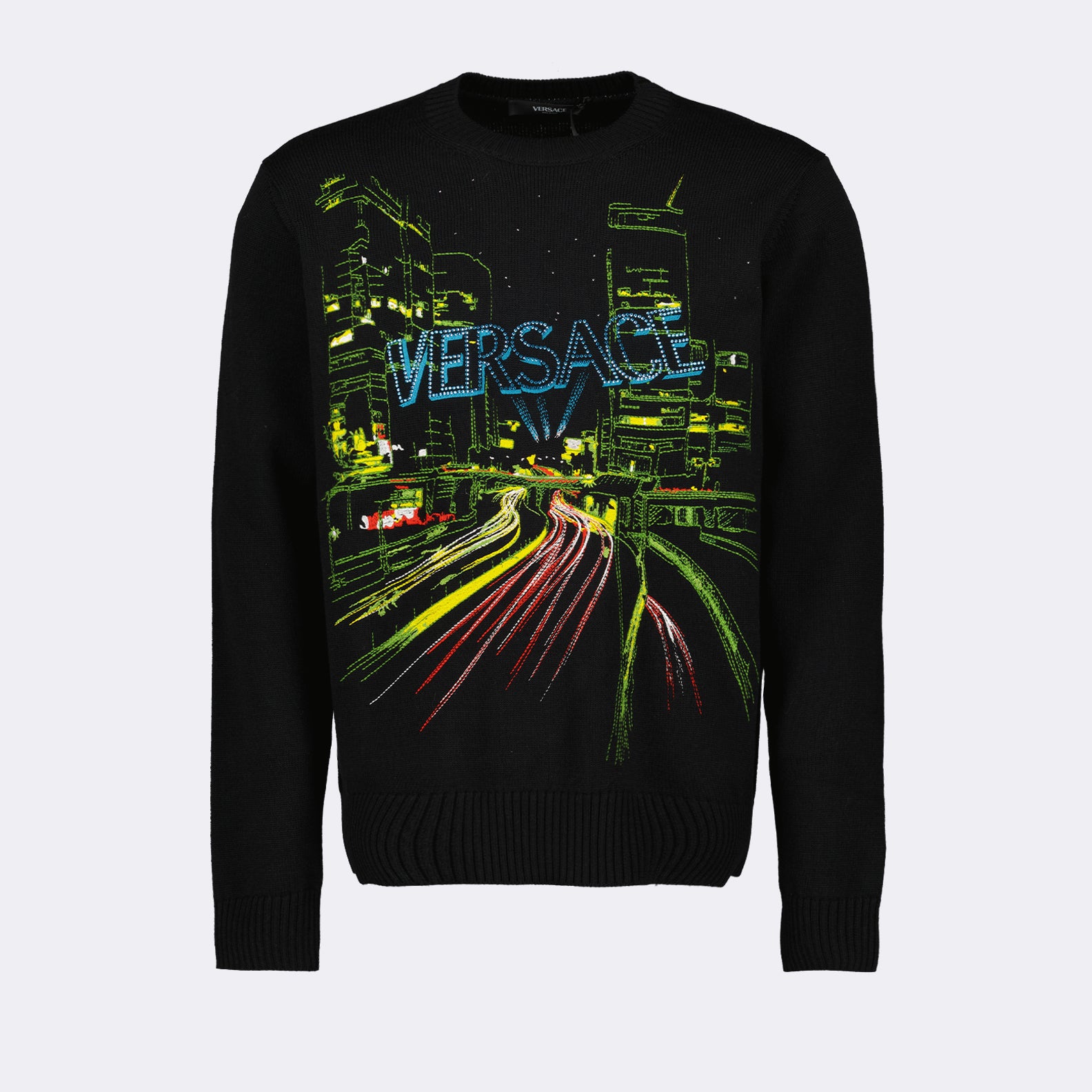 Maglieria Pull City Lights Versace Nero Homme