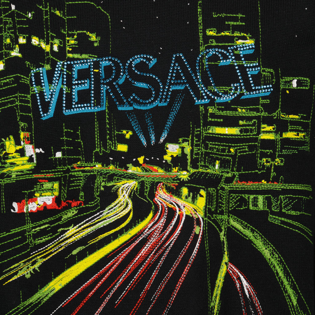 Prendas de punto Pull City Lights Versace Negro Homme