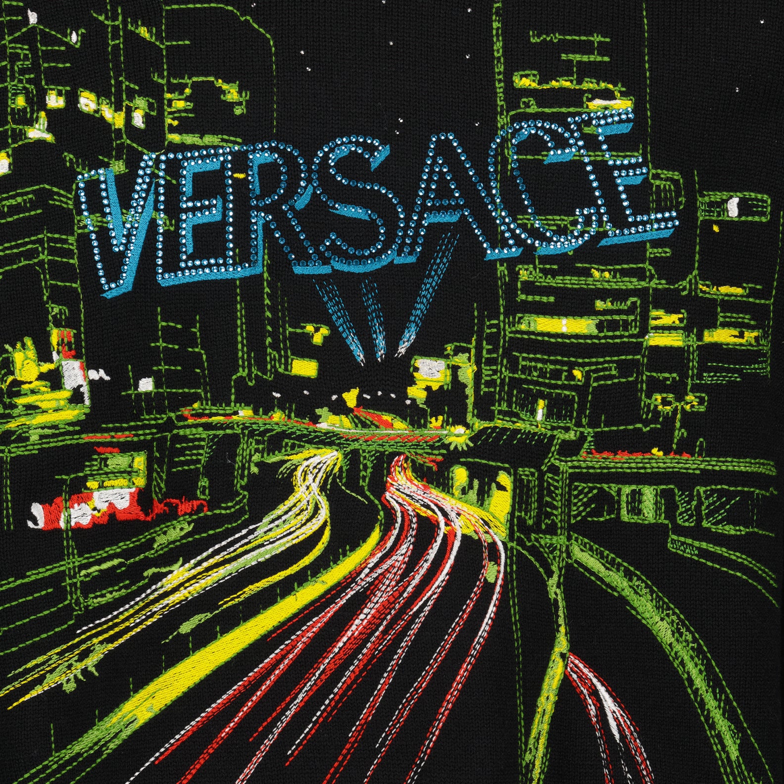 Maglieria Pull City Lights Versace Nero Homme