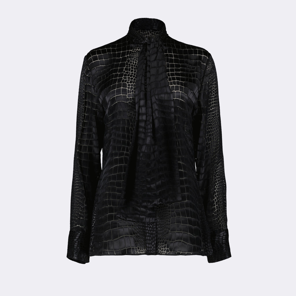 Camicie Camicia Lavallière Effetto Crocodile Versace Nero Femme
