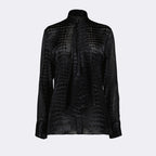 Camicie Camicia Lavallière Effetto Crocodile Versace Nero Femme