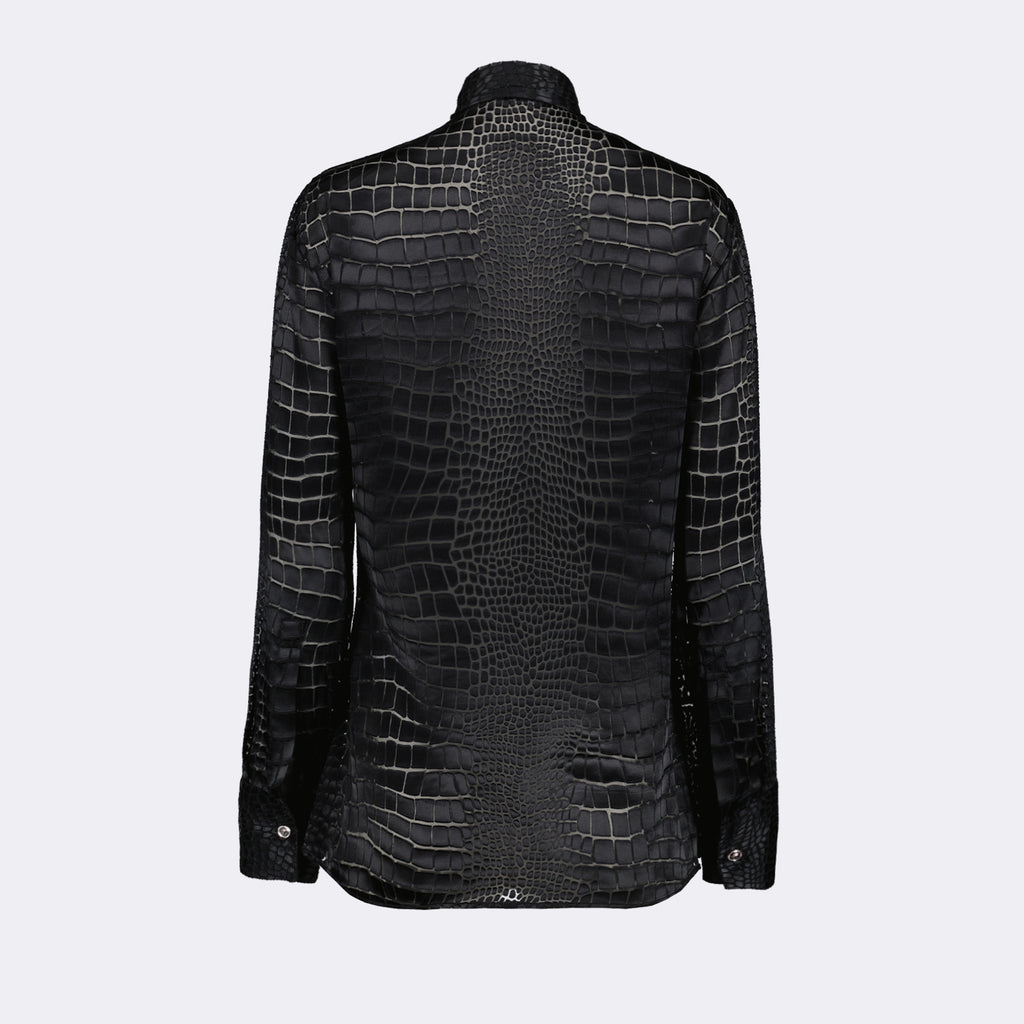 Camicie Camicia Lavallière Effetto Crocodile Versace Nero Femme