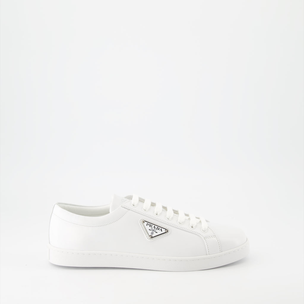 Baskets Baskets en cuir brossé Prada Blanc Homme