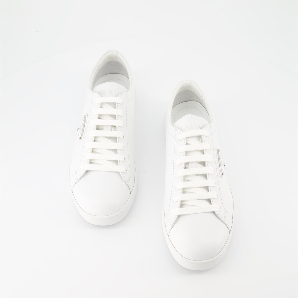 Baskets Baskets en cuir brossé Prada Blanc Homme