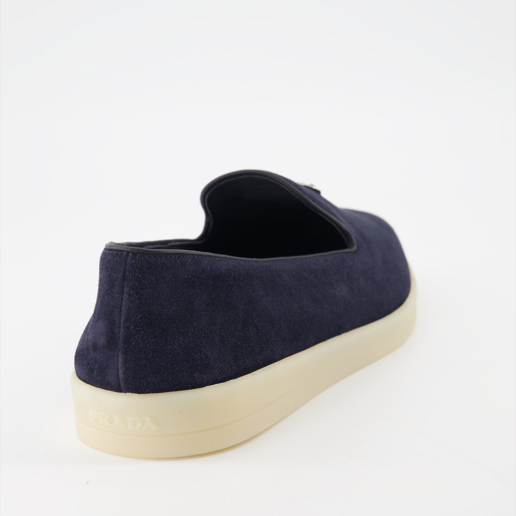 Mocassins Mocassins en velours Prada Bleu foncé Homme