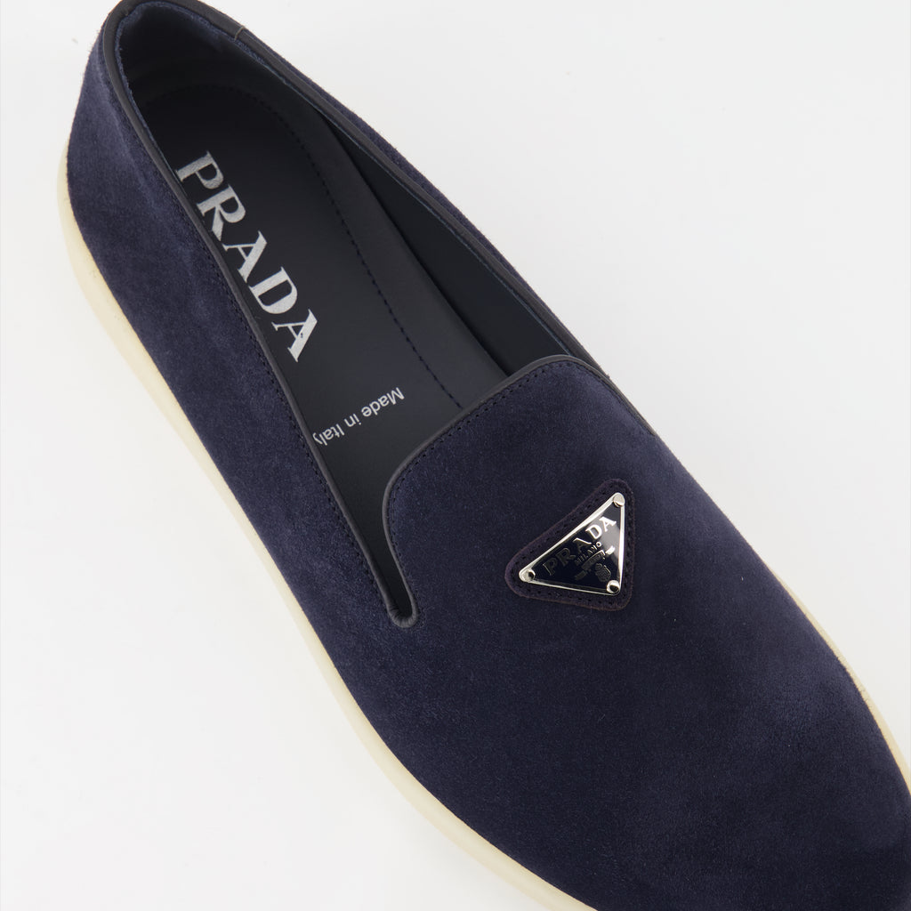 Mocassins Mocassins en velours Prada Bleu foncé Homme