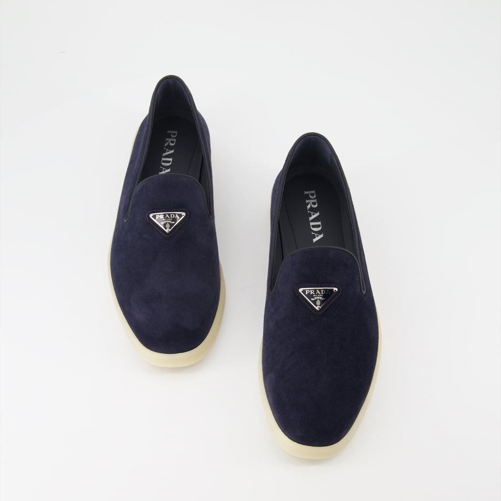 Mocassins Mocassins en velours Prada Bleu foncé Homme
