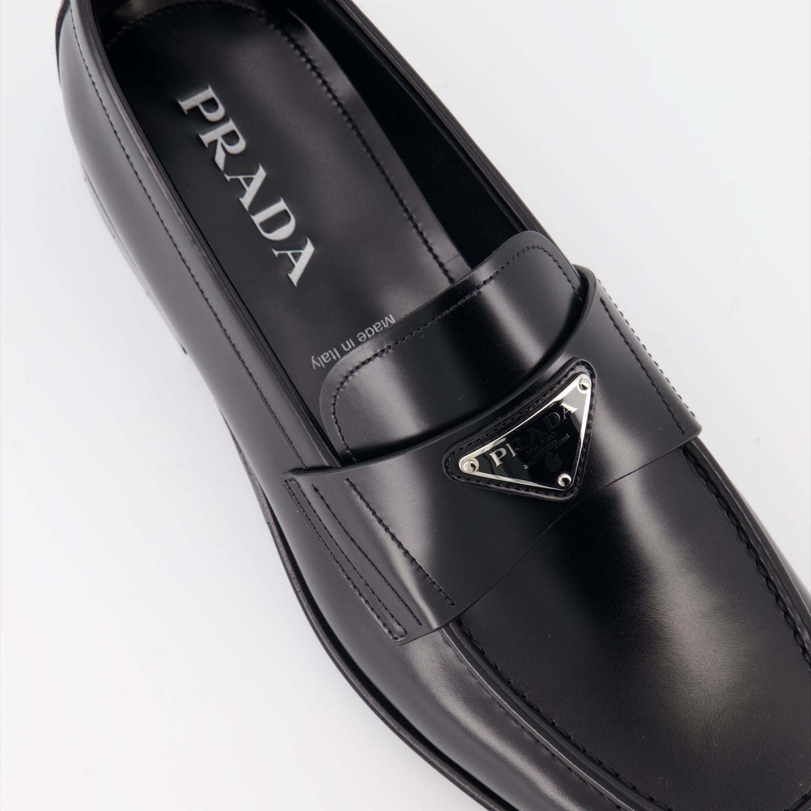 Mocassins Mocassins en cuir Prada Noir Homme