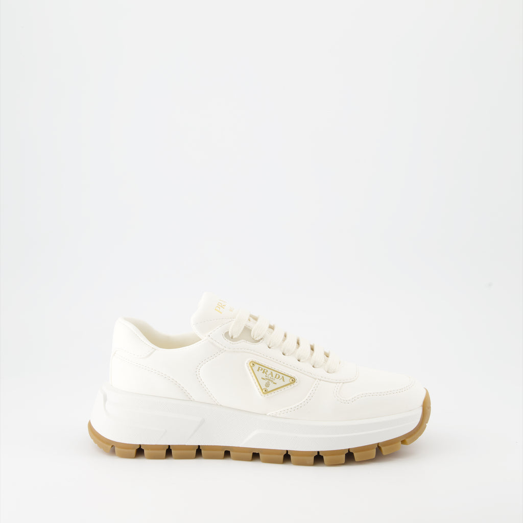 Baskets Baskets en cuir Prada Blanc Femme