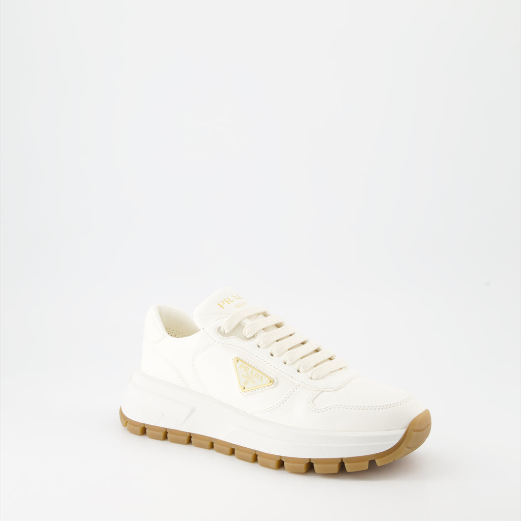 Baskets Baskets en cuir Prada Blanc Femme