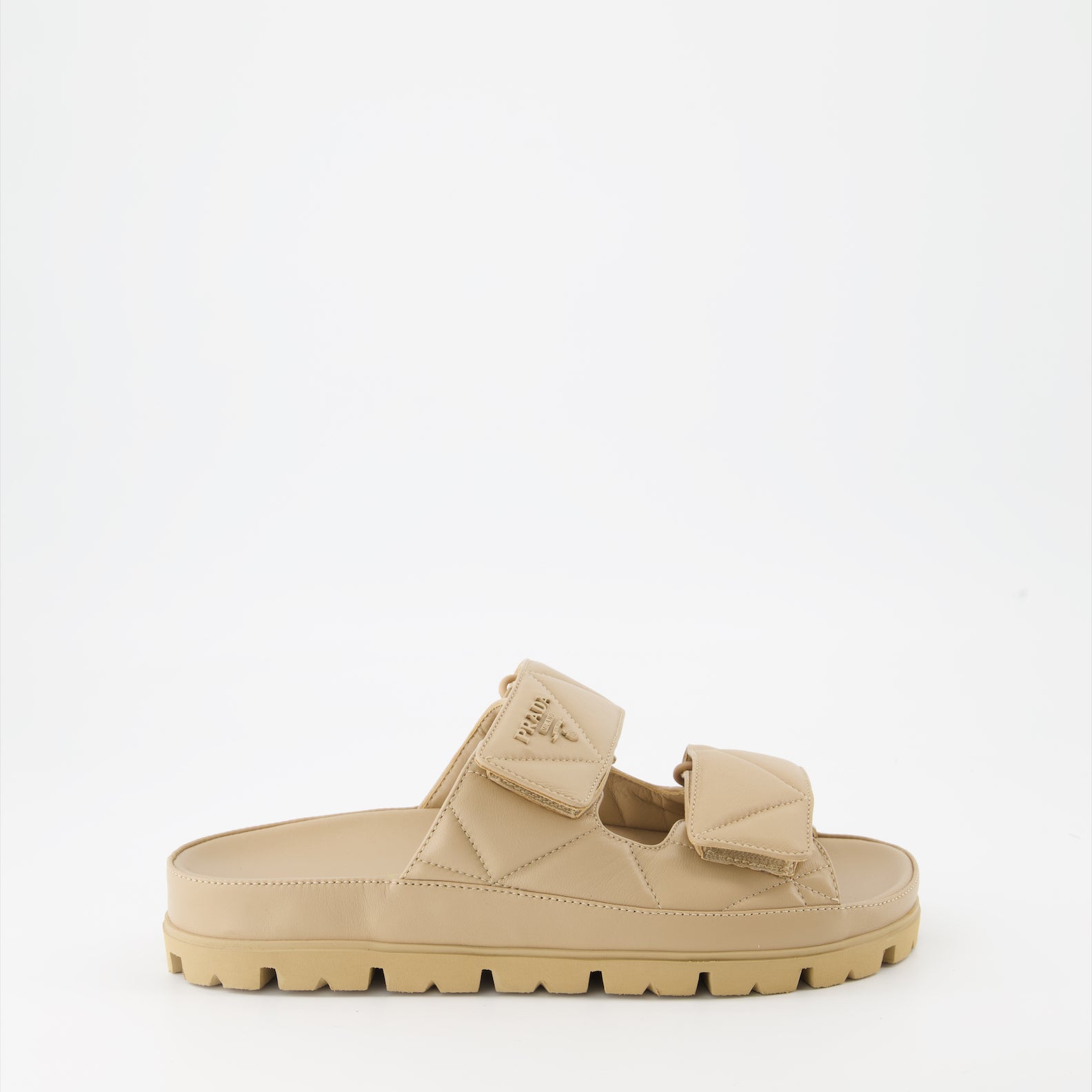 Zapatos abiertos Claquettes en cuir matelassé Prada Beige Femme