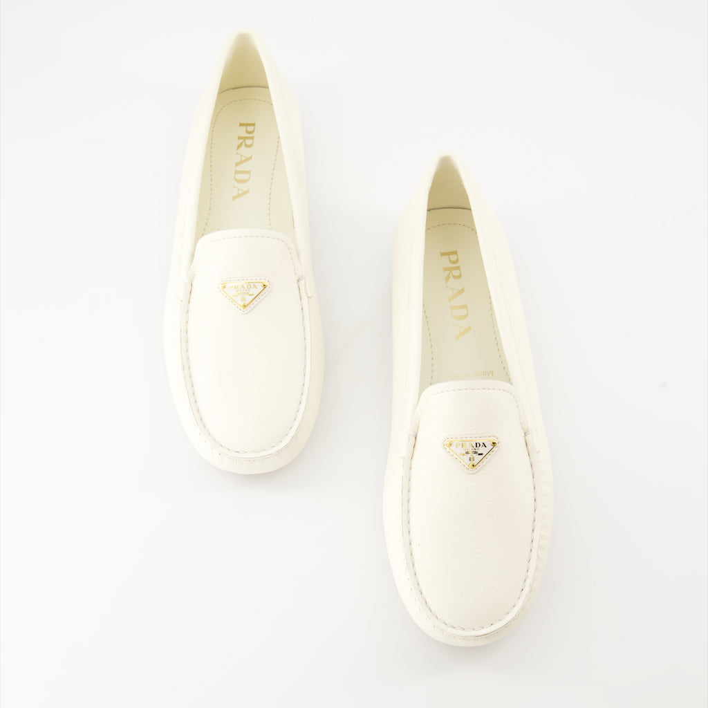 Mocassins Mocassins en velours Prada Blanc Femme