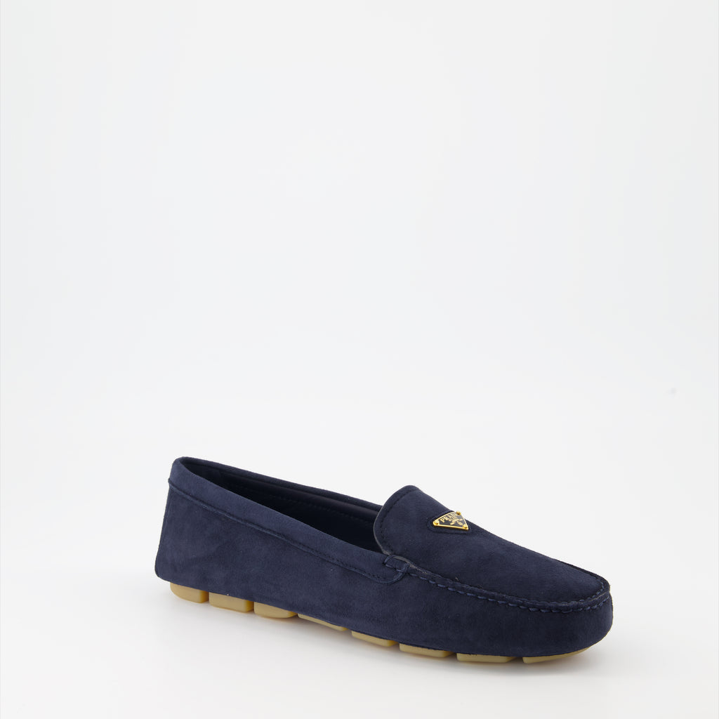 Mocassins Mocassins en velours Prada Bleu foncé Femme