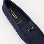 Mocassins Mocassins en velours Prada Bleu foncé Femme