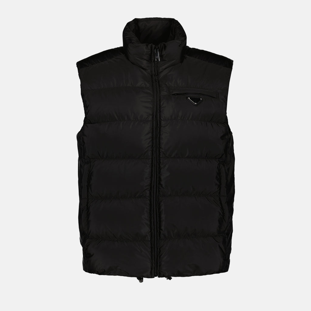 Vestes Doudoune sans manches en Re-Nylon Prada Noir Homme