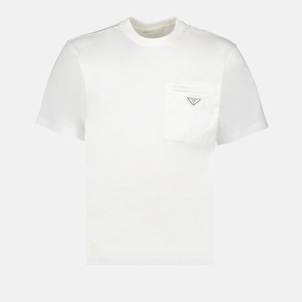 T-shirt T-shirt à logo triangle Prada Bianco Homme