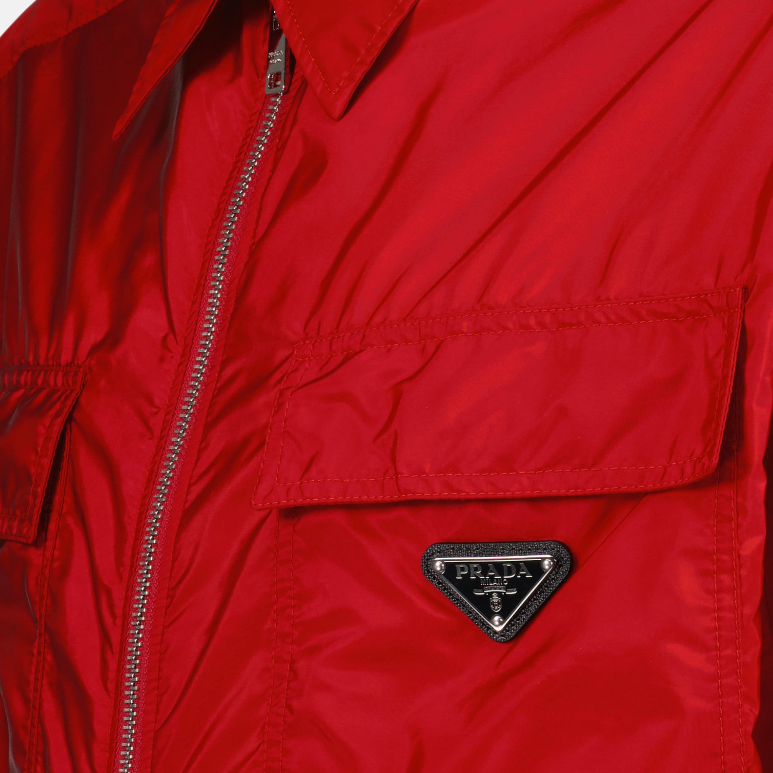 Camisas Chemise en Re-Nylon à zip Prada Vermelho Homme