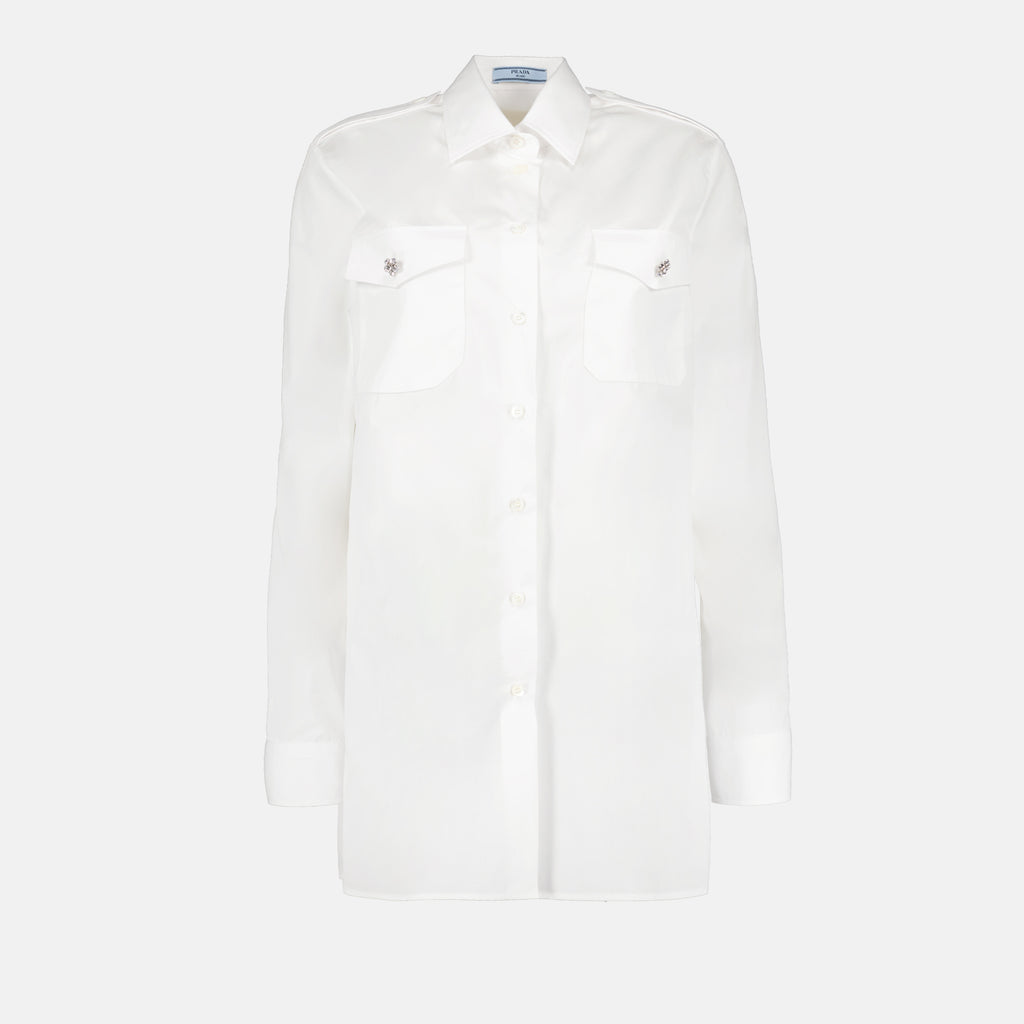Camicie Camicia con Bottoni Gioiello Prada Bianco Femme