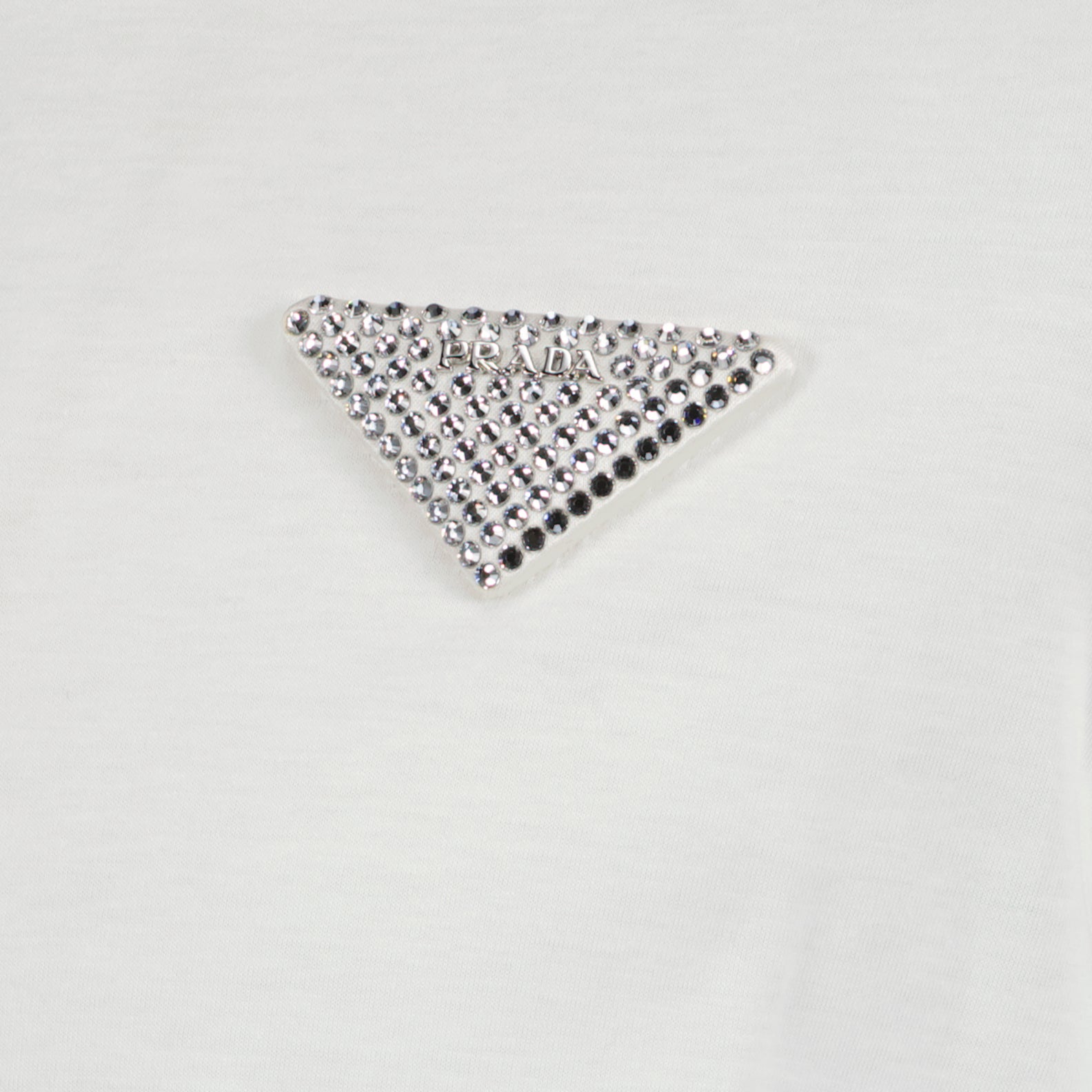 T-shirt T-shirt à logo strass Prada Bianco Femme
