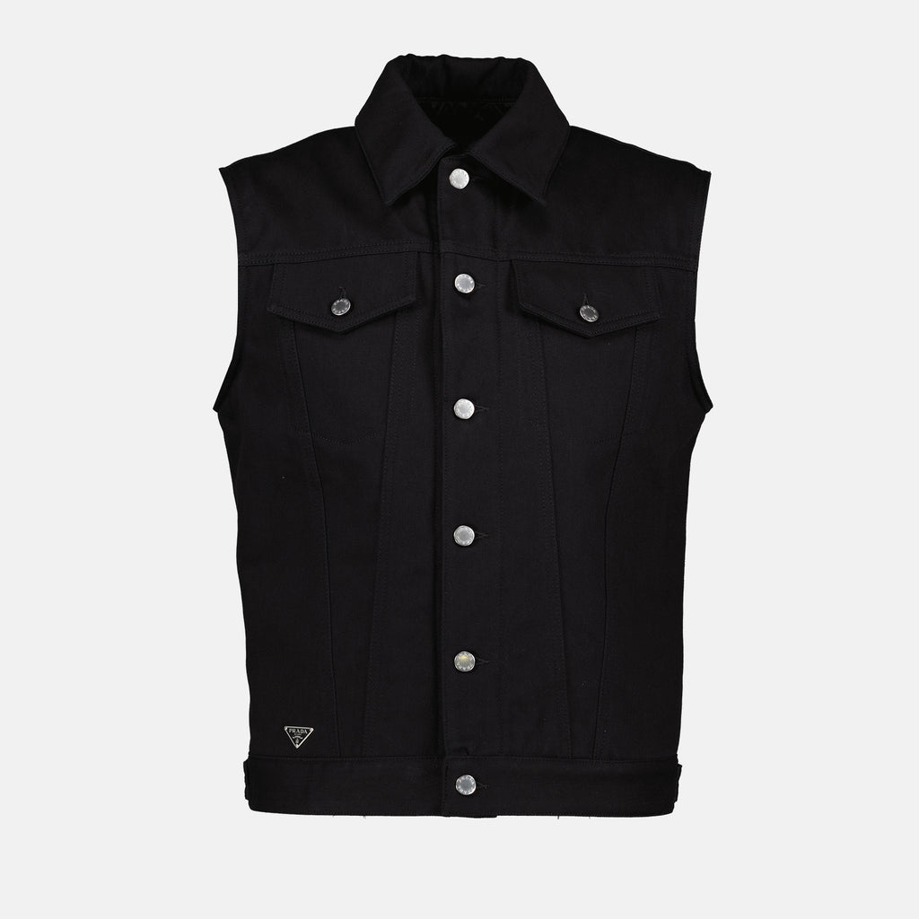 Vestes Veste en jean sans manches Prada Noir Homme