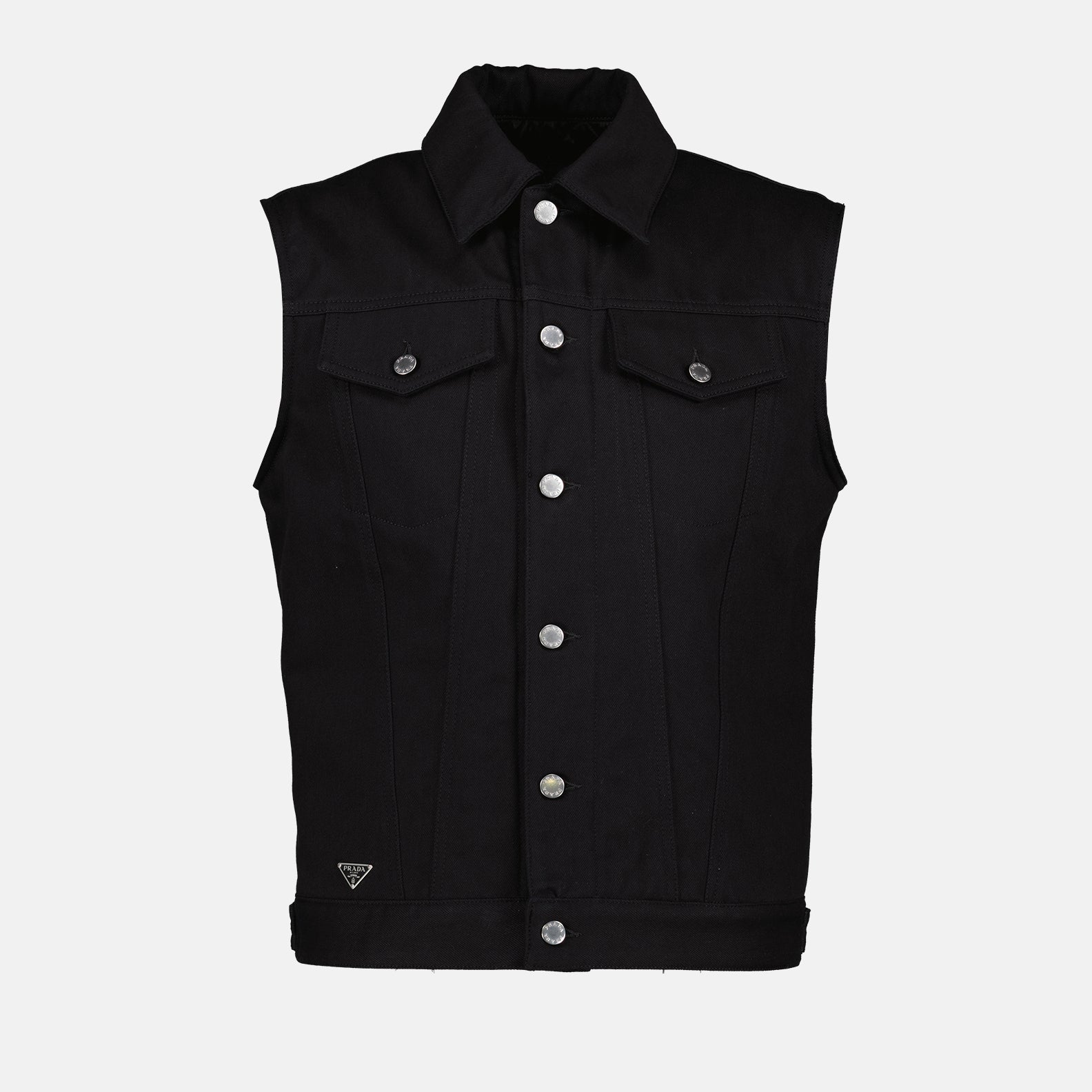 Jackets Sleeveless Denim Jacket Prada Black Homme
