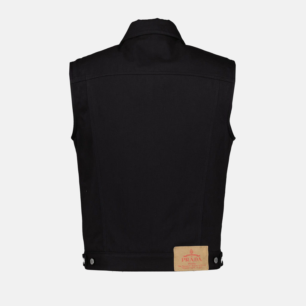 Vestes Veste en jean sans manches Prada Noir Homme