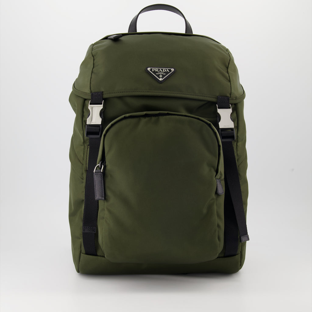 Zaini Sac à dos Re-Nylon et cuir Saffiano Prada Verde Homme