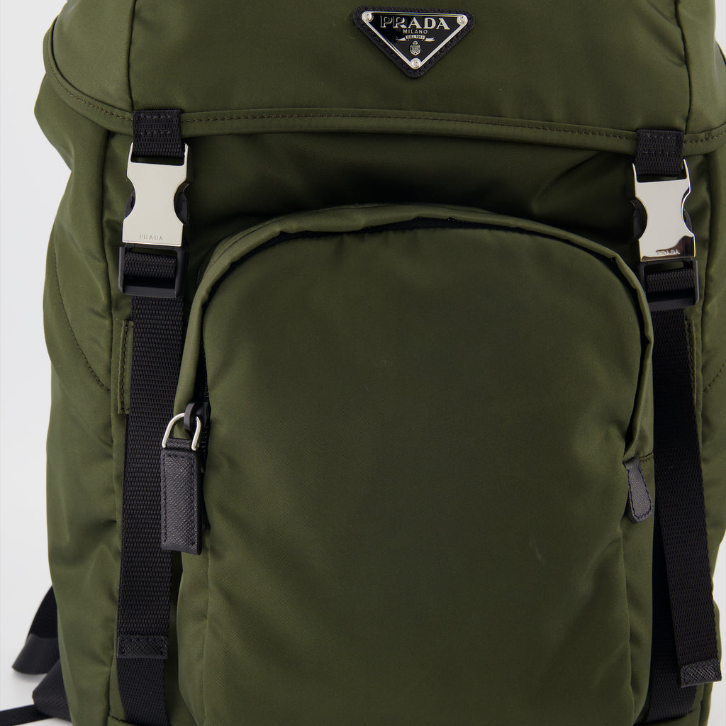 Zaini Sac à dos Re-Nylon et cuir Saffiano Prada Verde Homme