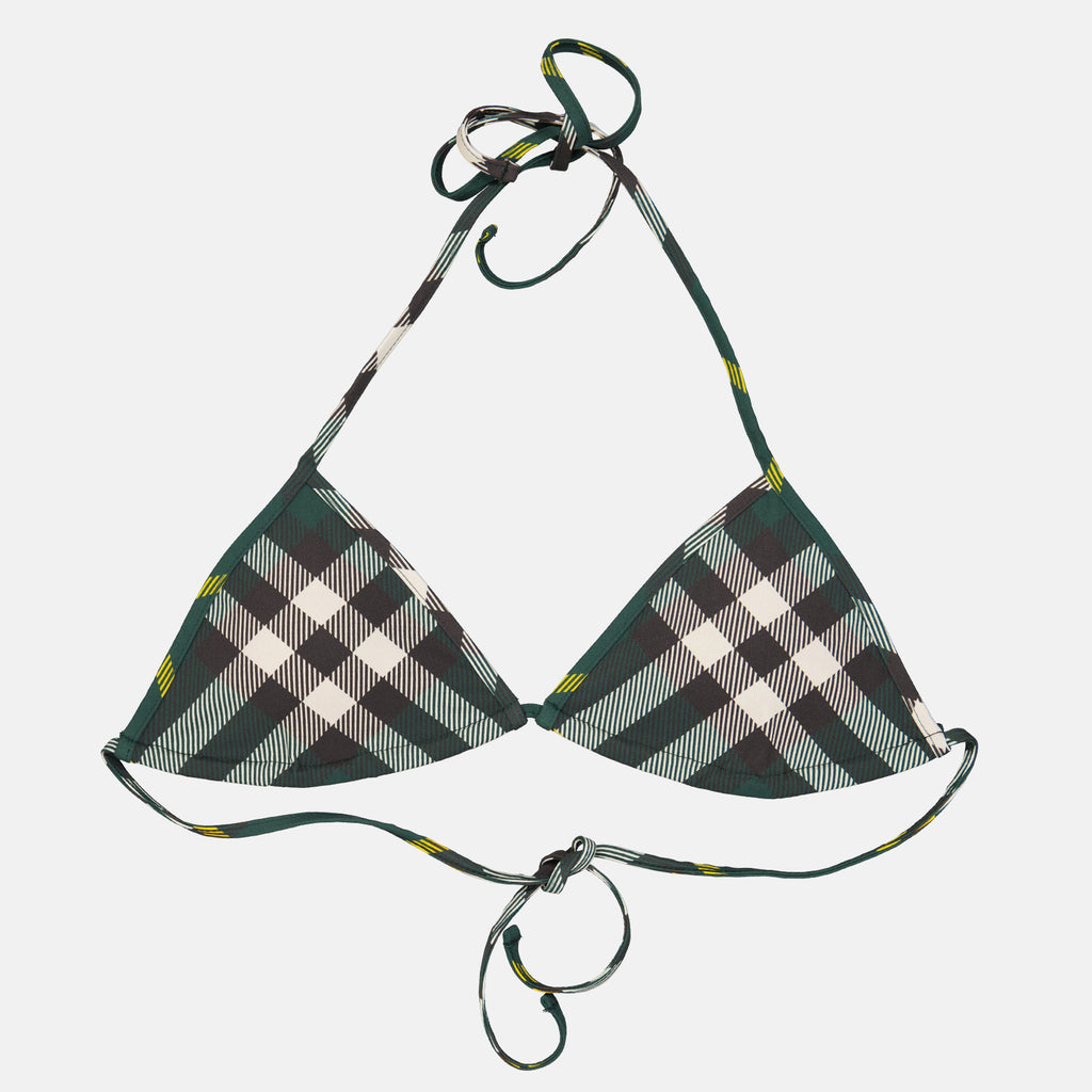 Beachwear Haut de bikini à carreaux Burberry Vert Femme