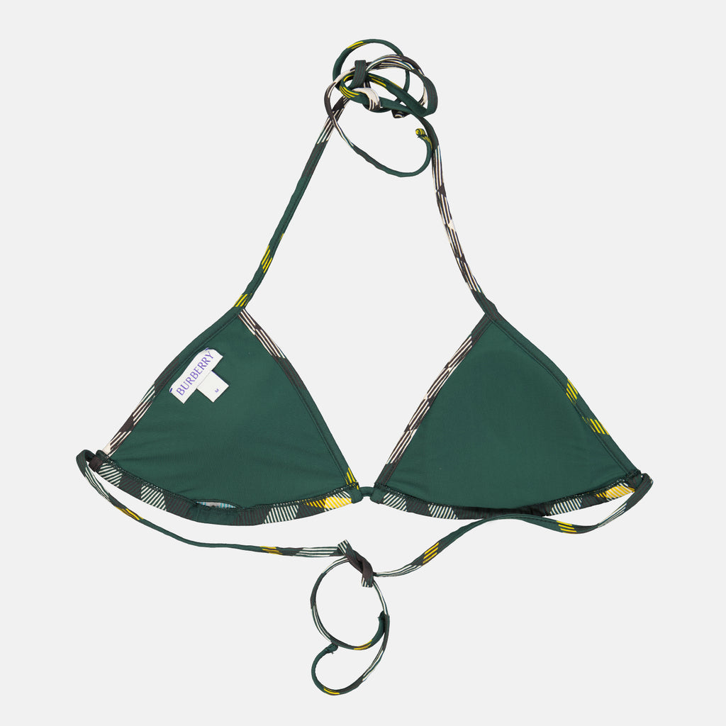 Beachwear Haut de bikini à carreaux Burberry Vert Femme