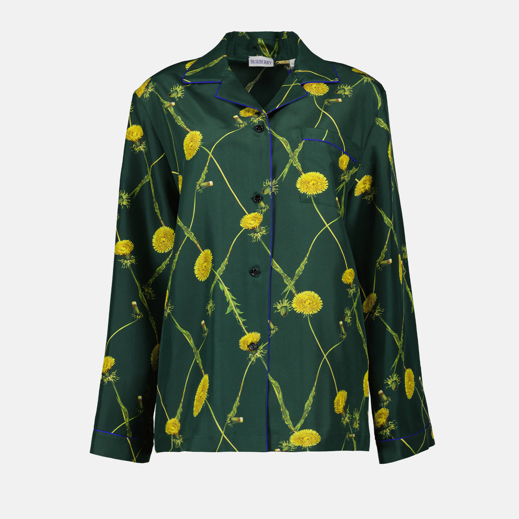 Camisas Camisa de Seda Diente de León Burberry Verde Femme
