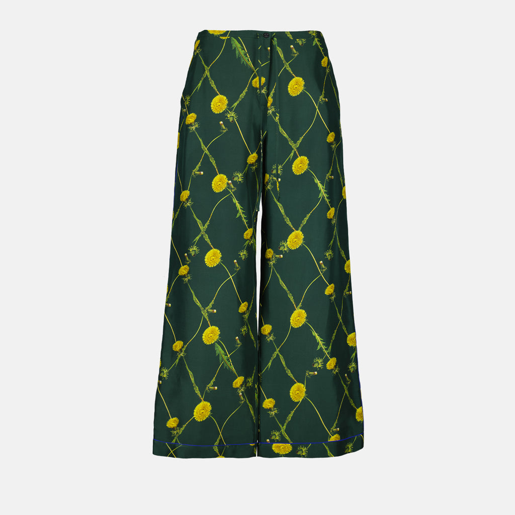 Pantalons Pantalon en soie pissenlit Burberry Vert Femme
