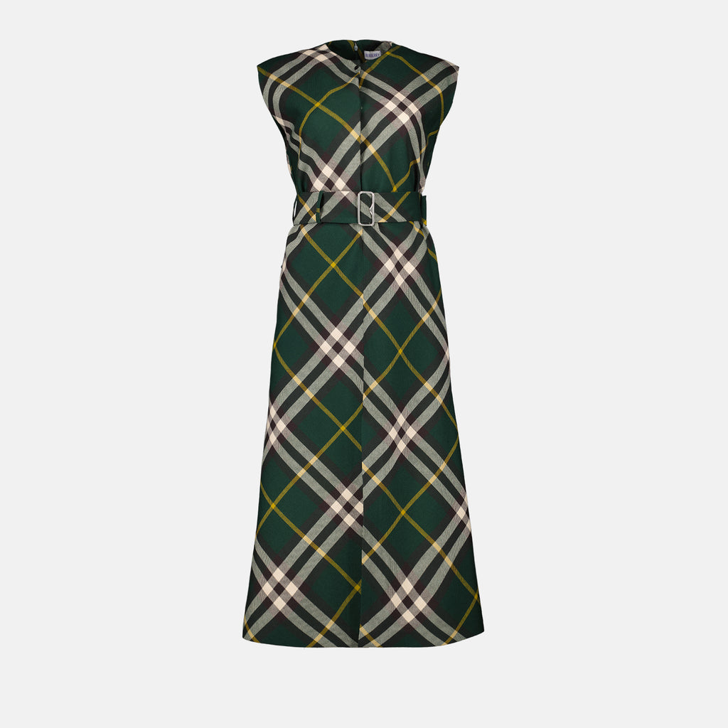 Vestidos Vestido de Lã às Riscas Burberry Verde Femme