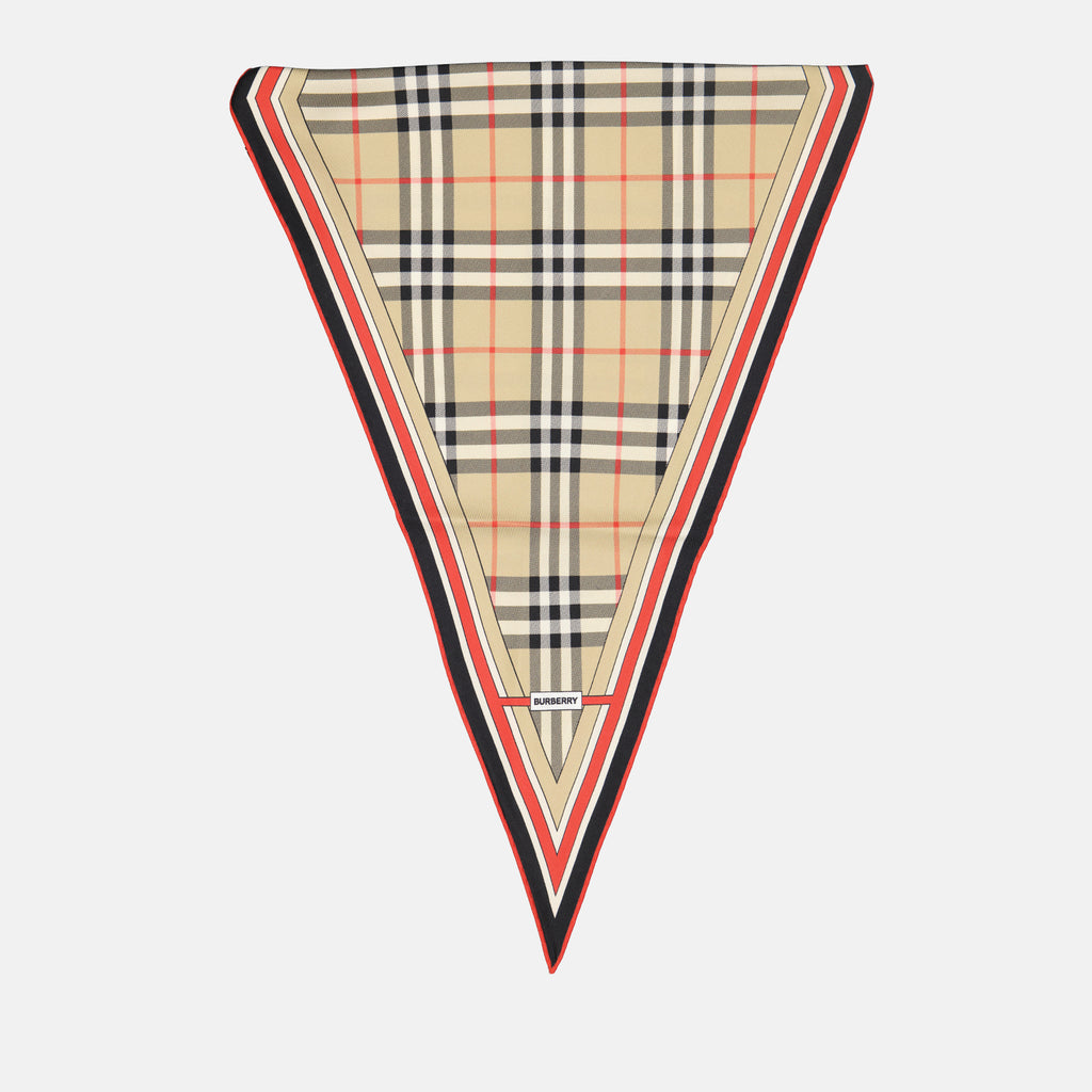Écharpes, foulards et gants Foulard en soie à carreaux Burberry Beige Femme