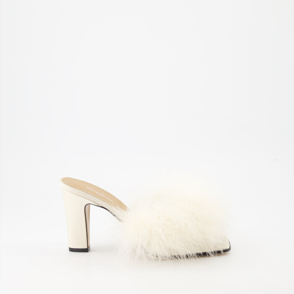 Chaussures ouvertes Mules à plumes Maison Margiela Blanc Femme