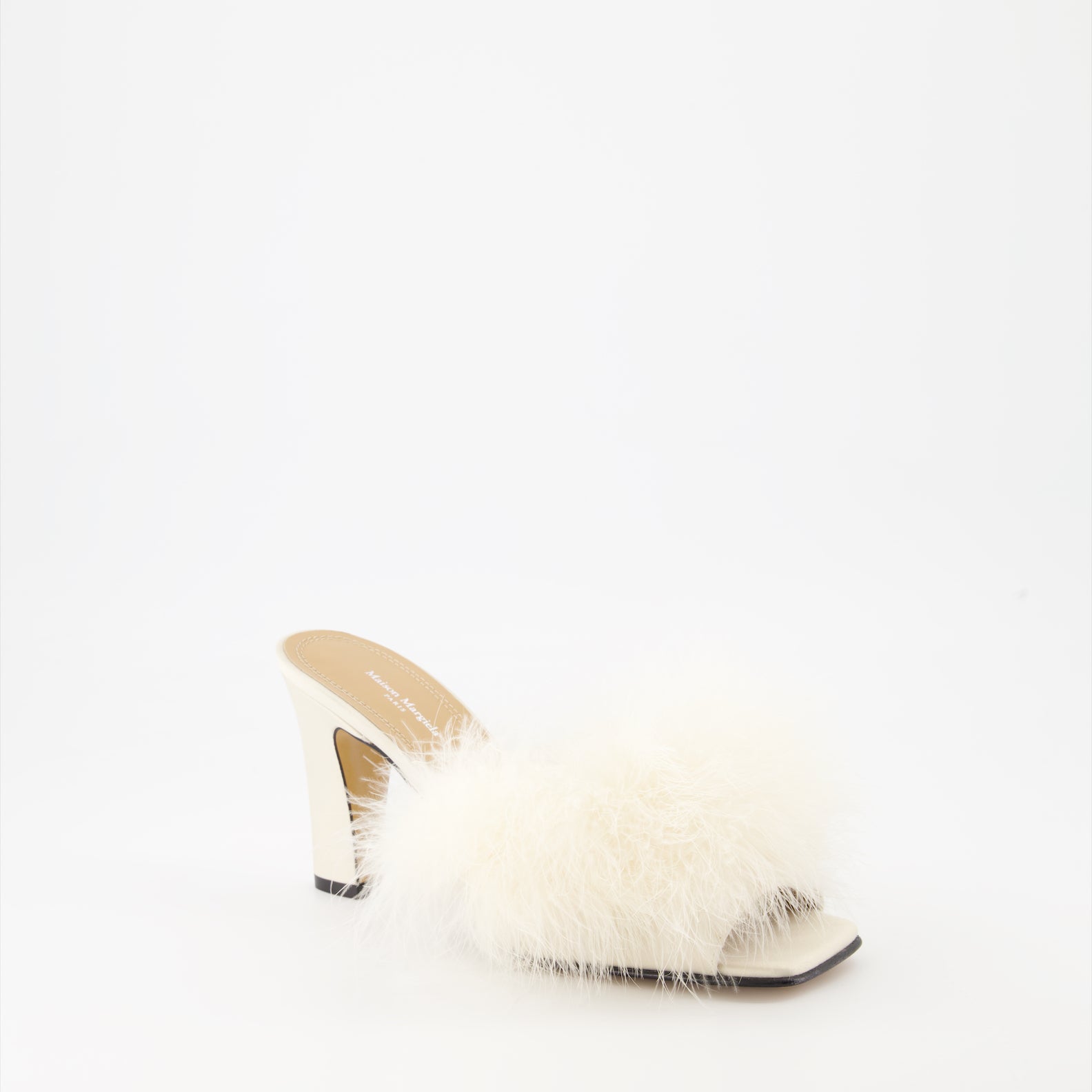 Chaussures ouvertes Mules à plumes Maison Margiela Blanc Femme