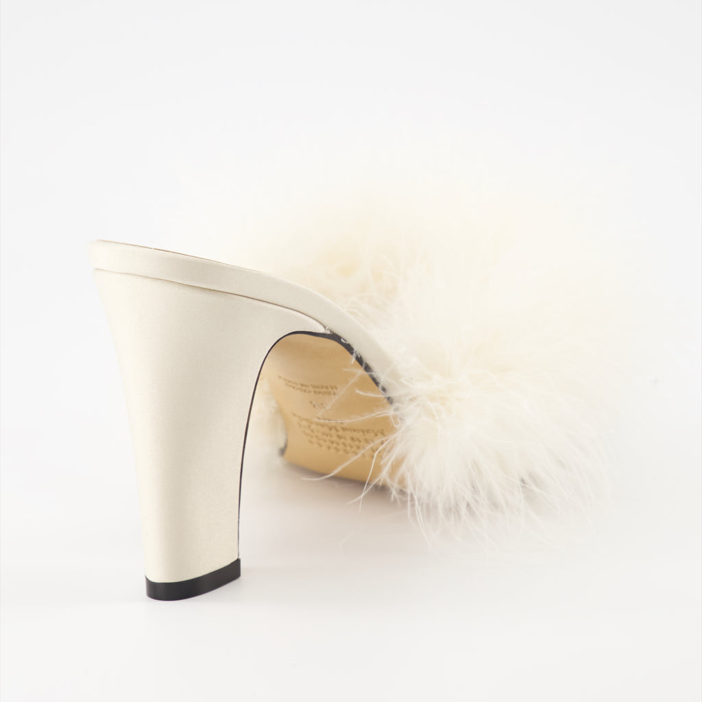 Chaussures ouvertes Mules à plumes Maison Margiela Blanc Femme