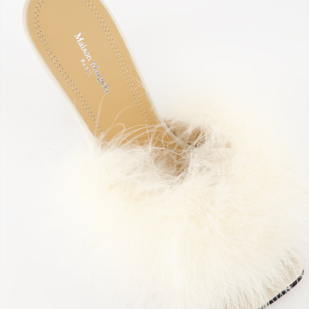 Chaussures ouvertes Mules à plumes Maison Margiela Blanc Femme