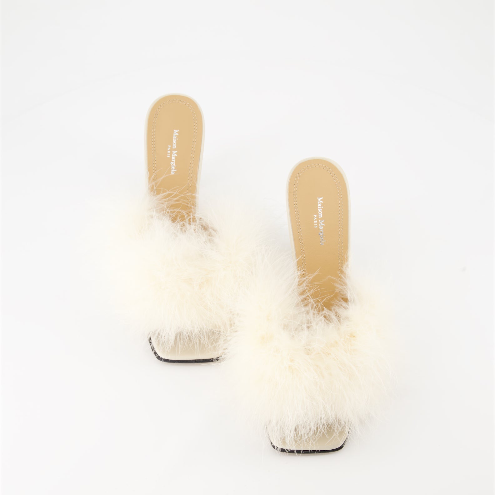 Chaussures ouvertes Mules à plumes Maison Margiela Blanc Femme